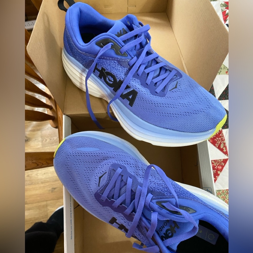 Hoka Bondi 8 blue running shoes